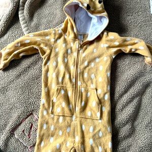 Reindeer one piece hooded play suit.  Perfect for holidays.